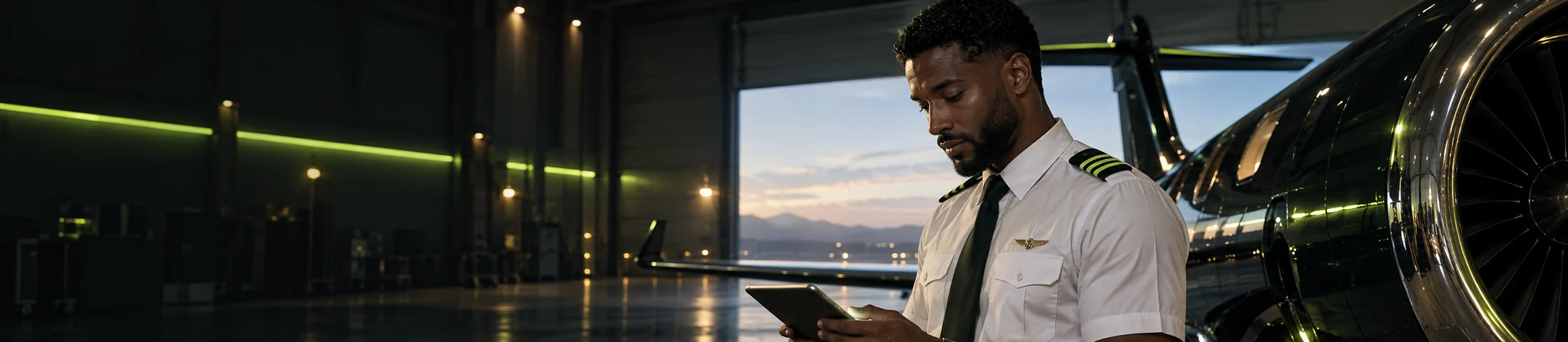 Copilote vérifiant sa check-list sur une tablette avant le vol